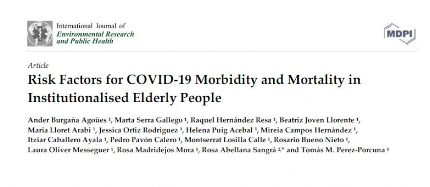 La revista International Journal of Enviromental Research and public Healt publica el artículo Risk Factors for COVID-19 Morbidity and Mortality in Institutionalised Elderly People